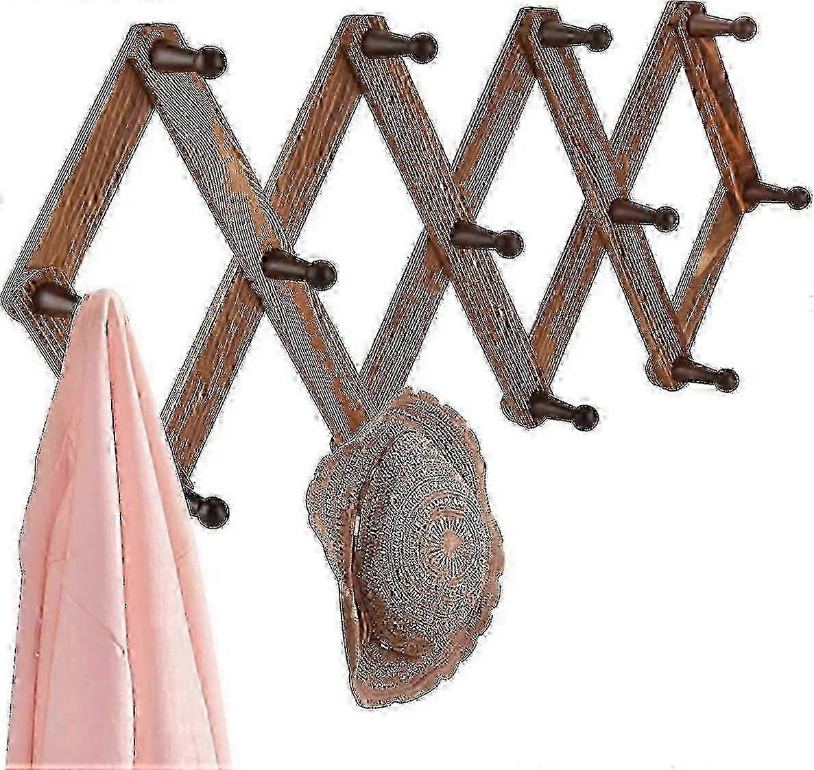 Space-Saving Wooden Accordion Hanger with 13 Hooks for Home Organization 26s