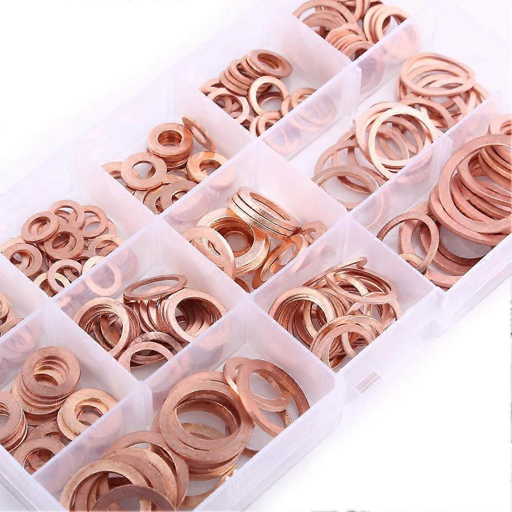 280pcs 12 Sizes Copper Flat Washer Plain Washers With Box Fitting for Screws Bolts Fasteners 12Size Copper Washer Set