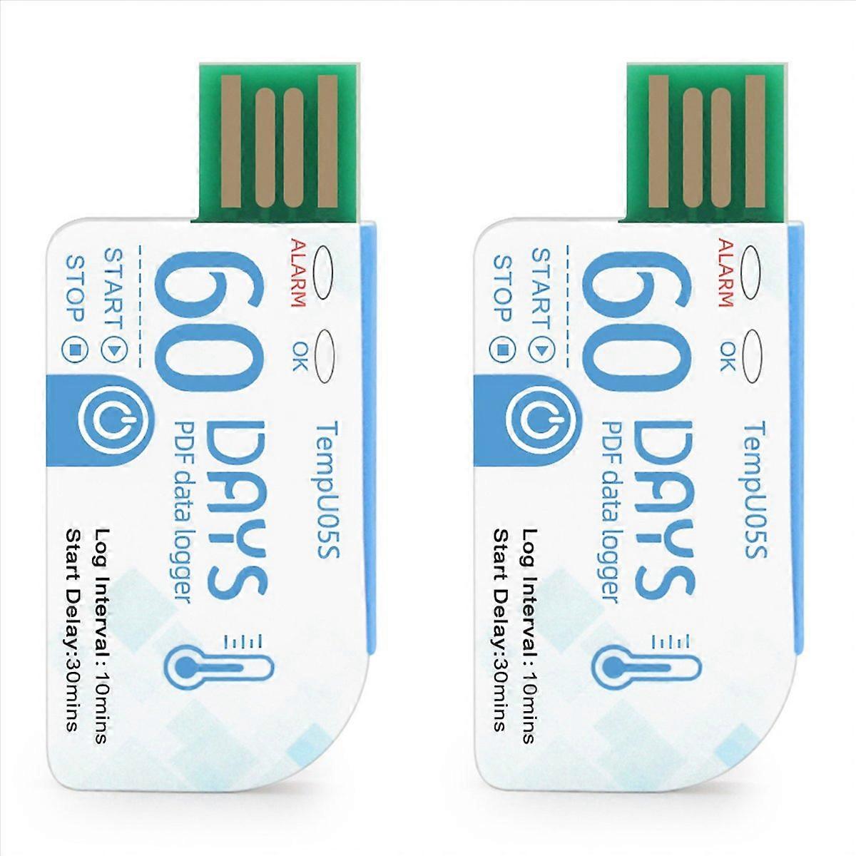 2Pcs TempU05s USB Temperature Data Logger 60 Day Single Use Temperature Analyzer PDF Report USB Temp