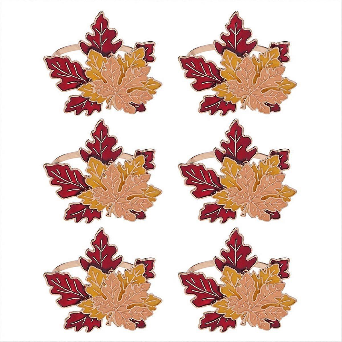 6PCS Maple Leaf Fall Napkin Rings for Home Table Decor