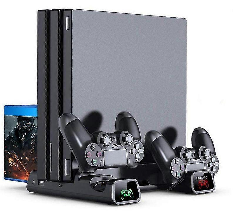 Ps4/ps4 Slim/ps4 Pro垂直スタンドLED冷却ファンデュアルコントローラ充電器充電ステーション用