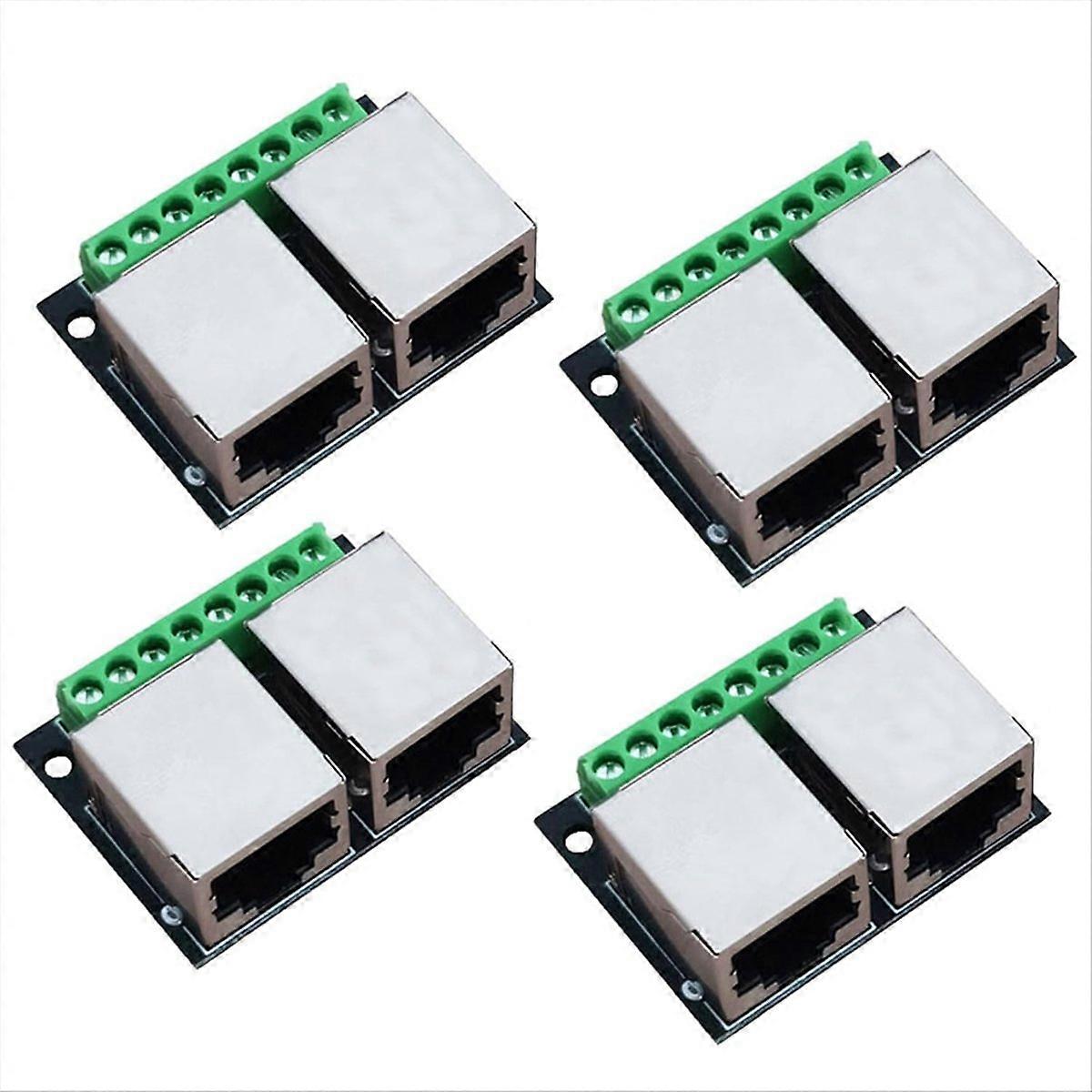 4PCS RJ45 Ethernet Dual Female Terminal Breakout Board