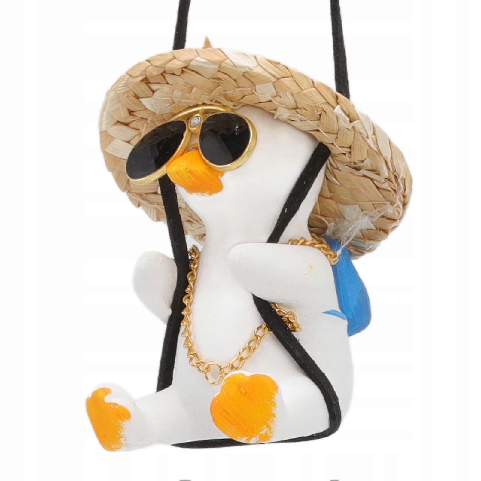 Duck On A Swing On A Car Mirror