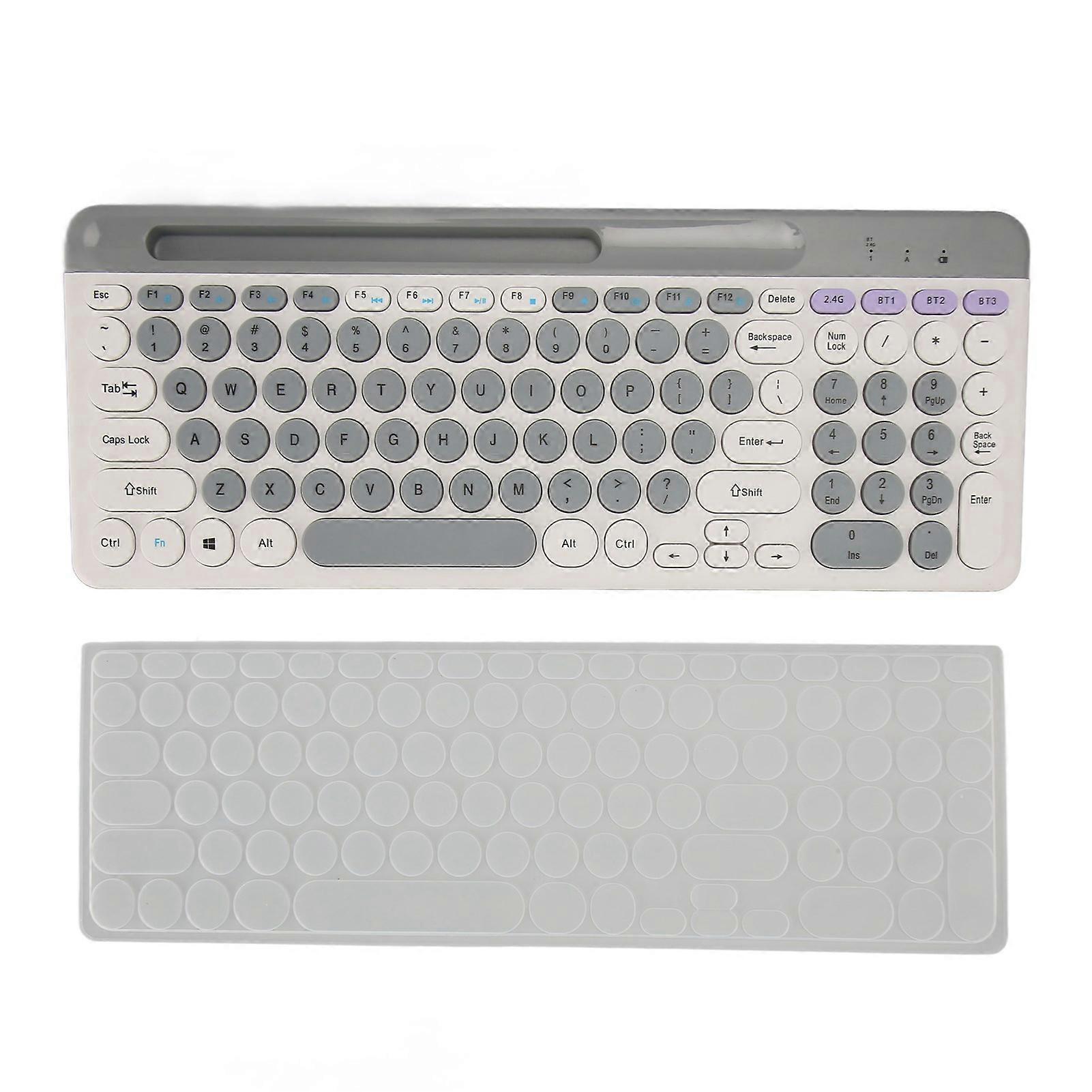 Wireless Keyboard Mouse Set Rechargeable Retro Style 2.4G Wireless Bluetooth Keyboard Mouse Set White 