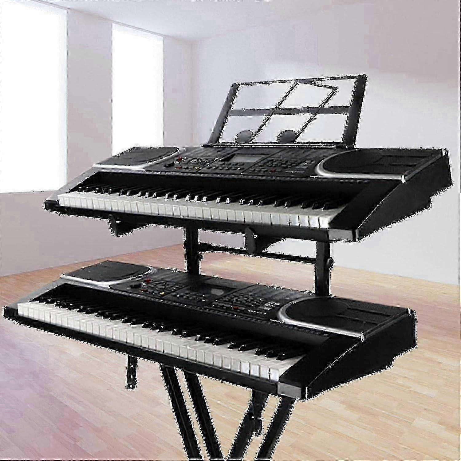 Universal Double Keyboard Stand - Adjustable Height Piano Rack for Electronic Organs and Musical Instruments