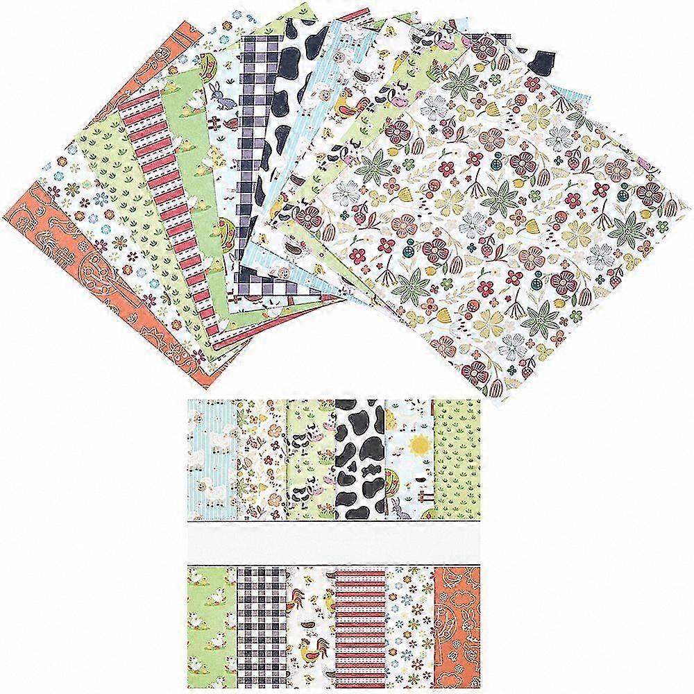 24 Sheets Farm Theme Scrapbook Paper Pads 12 Designs for DIY Album Cards Background Mixed Color 152x152mm