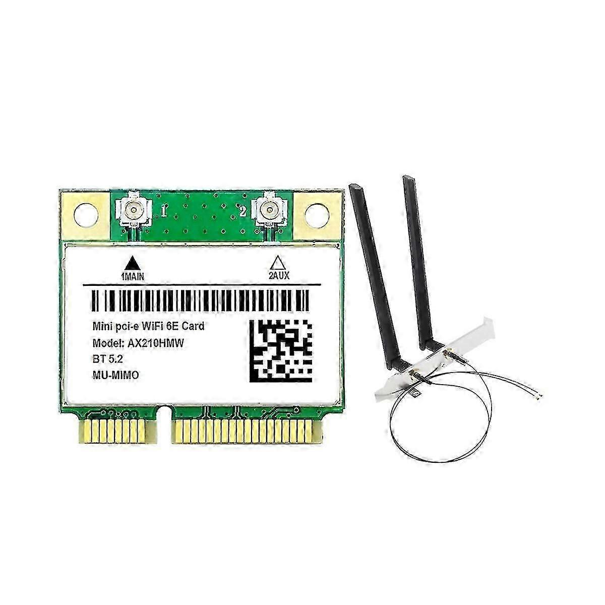 AX210HMW WiFi Card with Antenna WiFi 6E Mini PCI-E AX210 802.11Ax/Ac 2.4G/5G/6Ghz BT5.2 Wireless Ad hwy SH