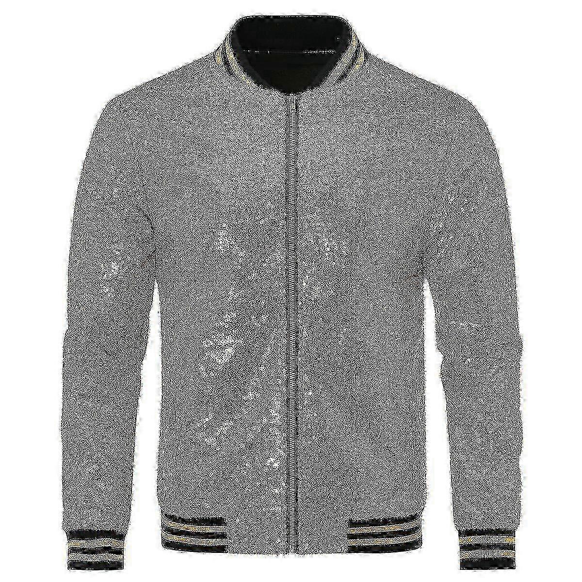 Mens Sequins Casual Zipper Party Bomber Jacket
