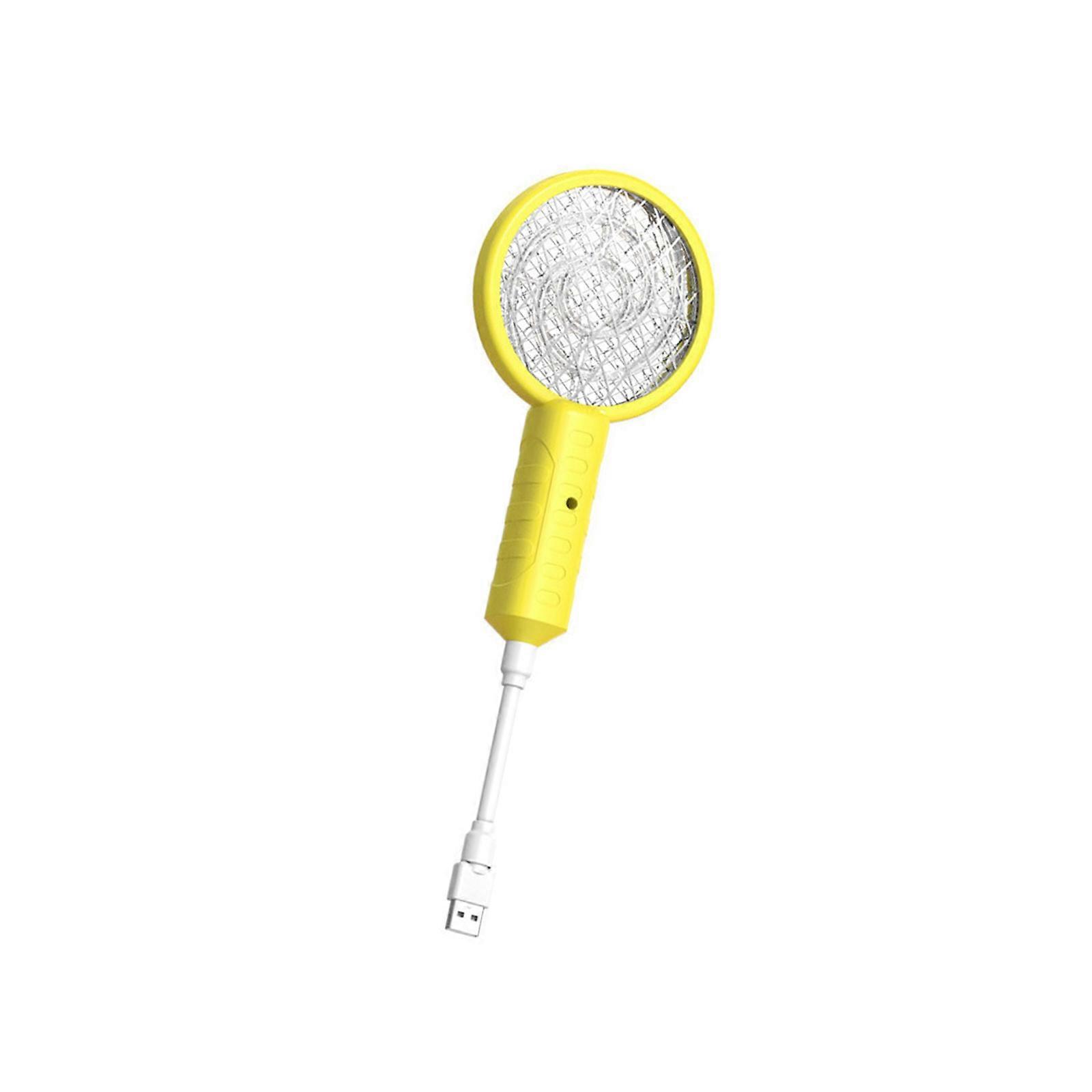 Aluminum Net Electric Insect Controller: Type-C Powered with Light Luring, Portable Insect Removal Tool  Yellow