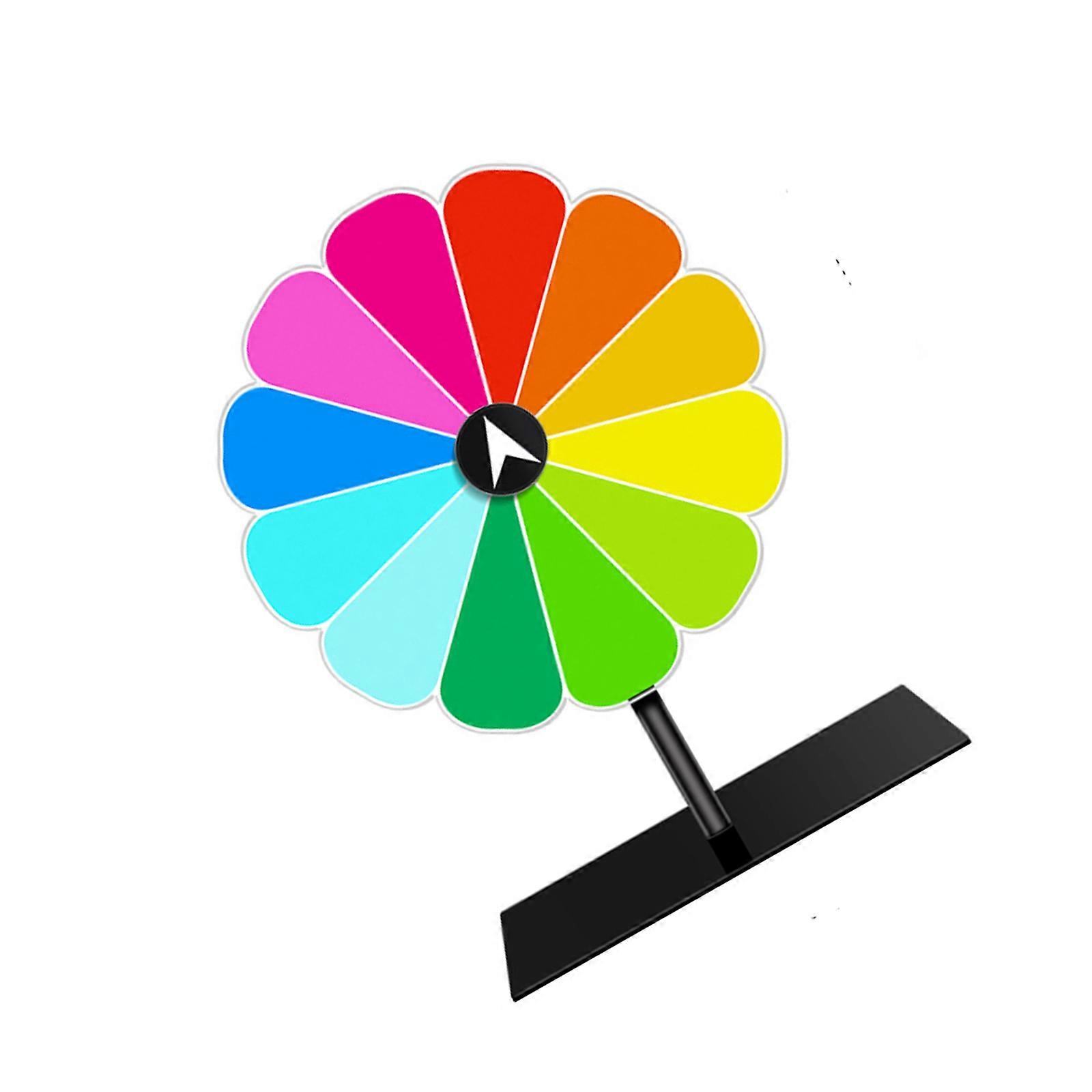 10.6Inch Prize Wheel 12 Color Slots Rotating Wheel with Rotating Base for Birthday Carnival Parties and Classroom Game Multicolor