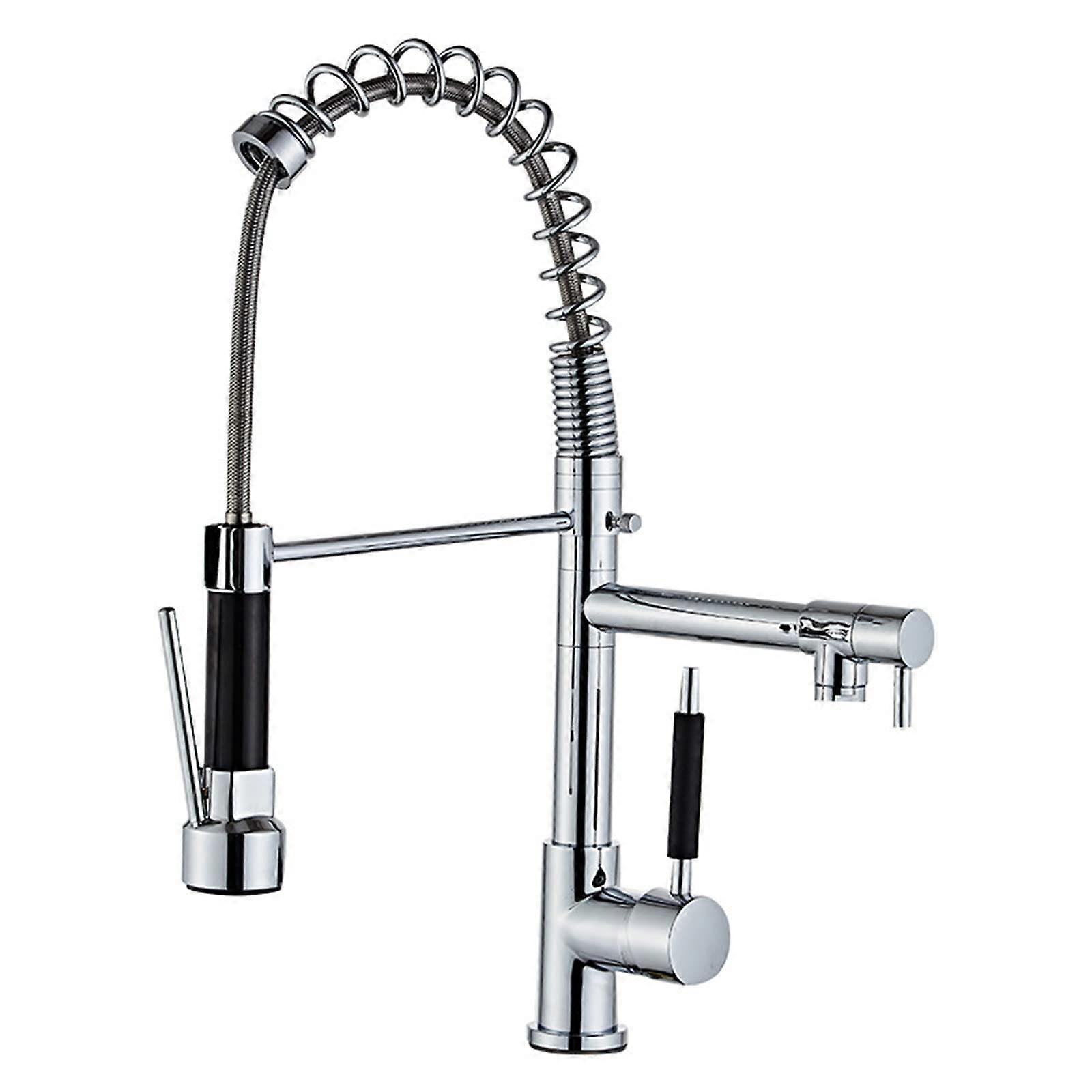 Kitchen Faucet with Pull Down Sprayer, Spring Single Handle  Arc Sink Tap, 360° Swivel Alloy