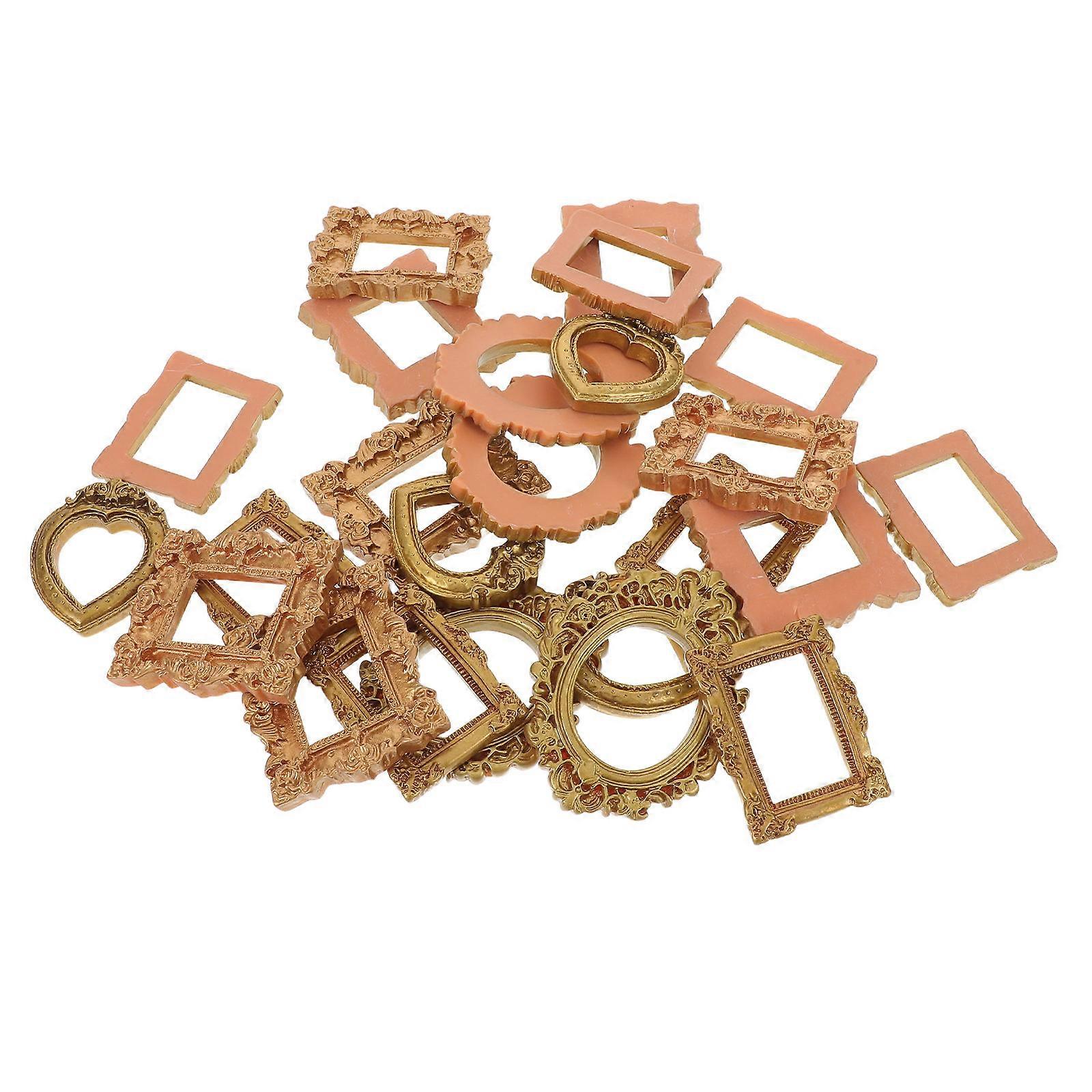 DIY Mini Vintage Resin Frames for Wall Tabletop Decor 40Pcs Golden