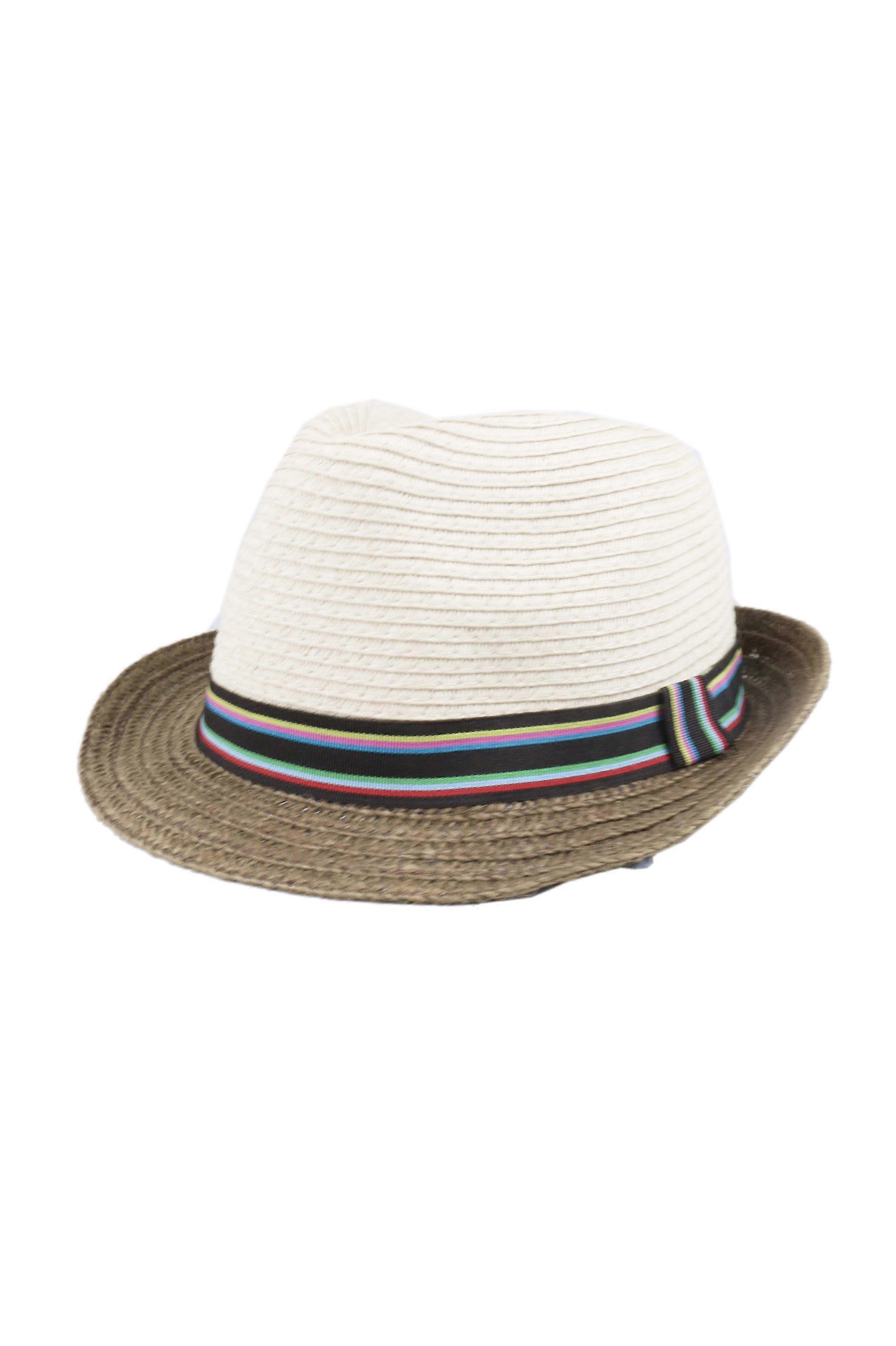 Lovemystyle Two Tone Fedora Hat With Colourful Band