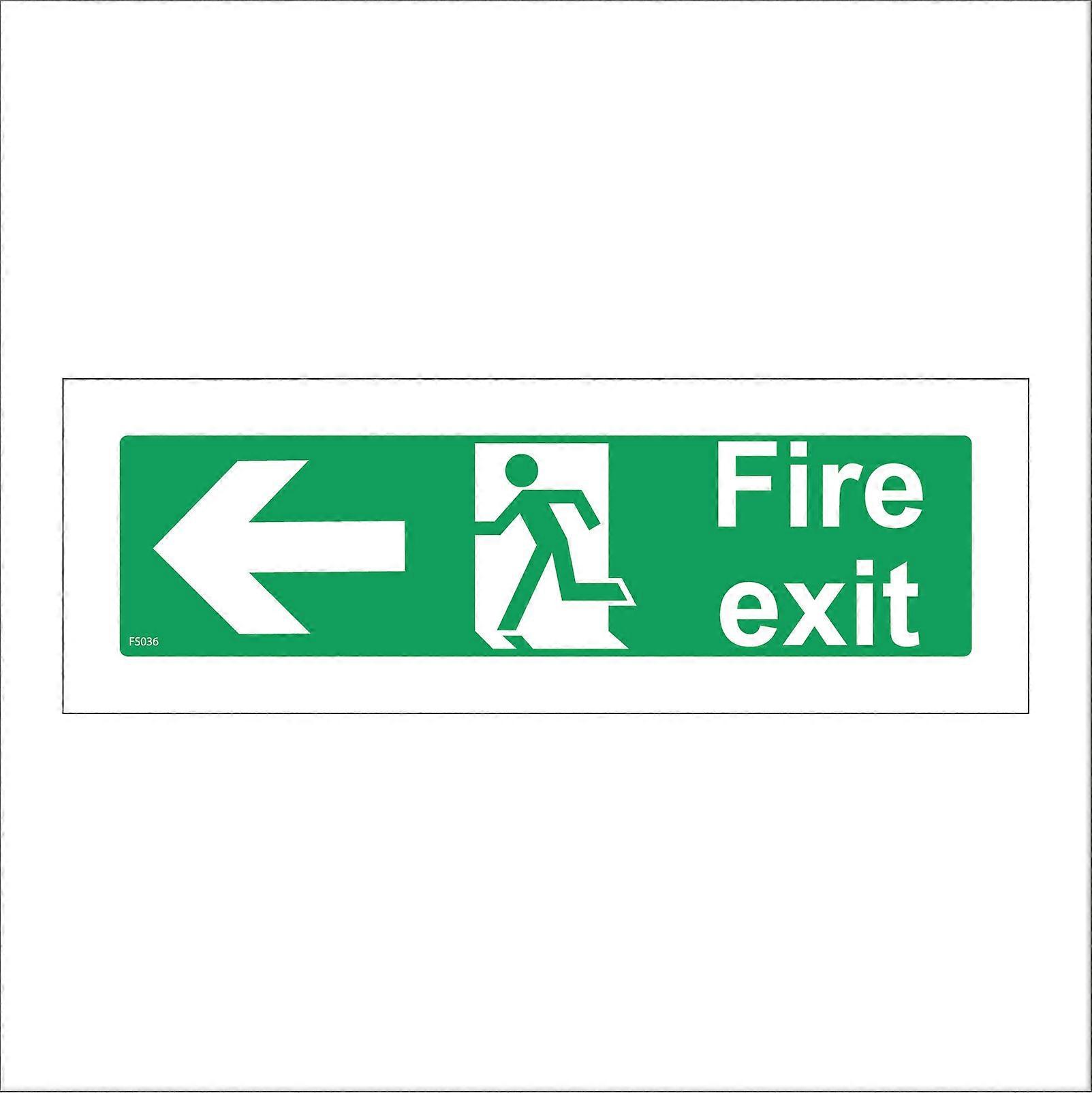 FS036 Fire Exit Left Sign with Running Man Door Arrow