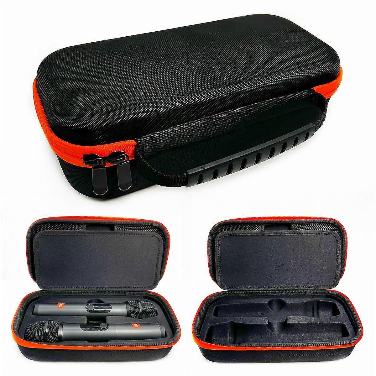 For JBL PartyBox Dual Microphone Carrying Case EVA+Nylon Handheld Wireless Mic Protective Bag