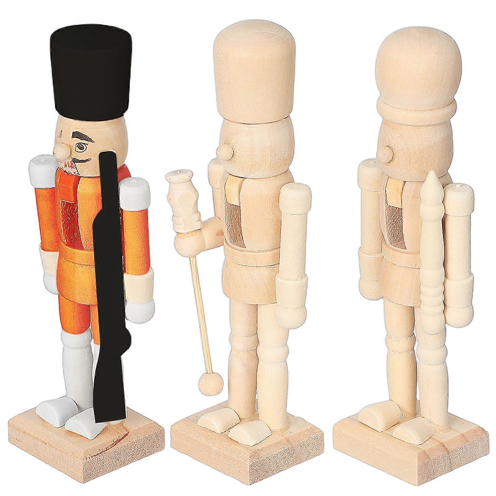 3pcs Christmas Ornaments Wooden Nutcracker Soldier Puppet (Random Pattern)