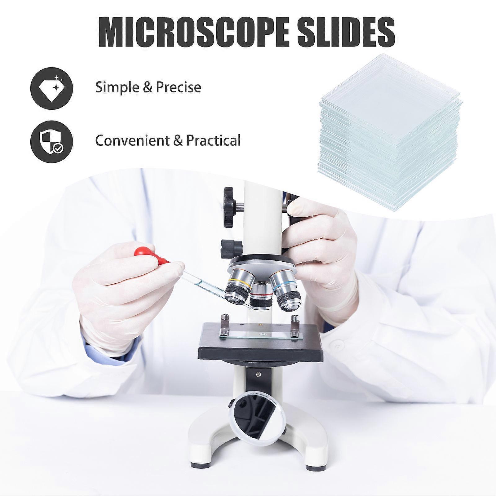 500Pcs Slides and Cover Glasses Microscope Slides Square Cover Slips Lab Accessory