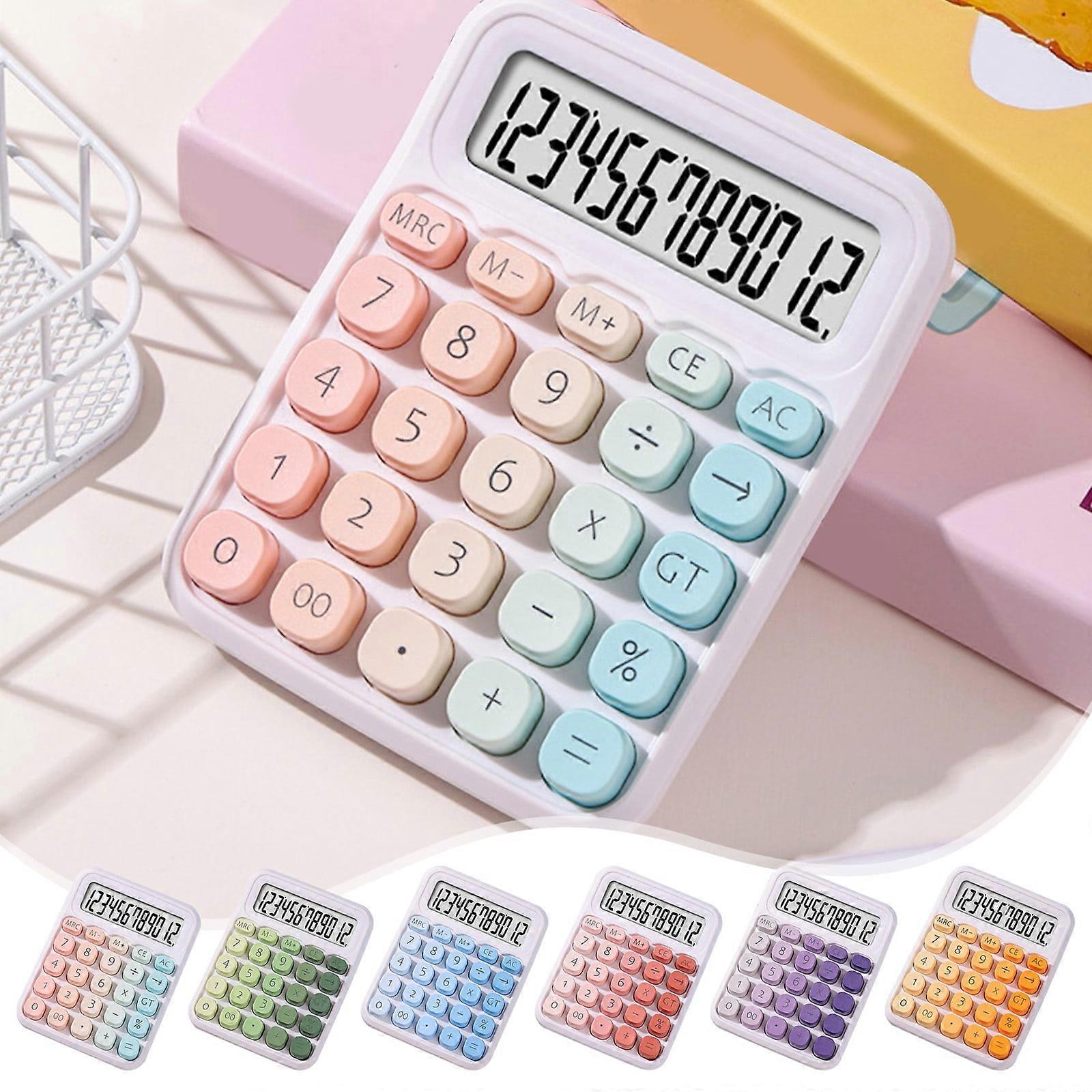 Jacenvly Cute 12-Digit Mini Calculator - Portable Scientific Design with Non-Slip Pad, Clear Plastic Keys, Ideal for Students & Travel