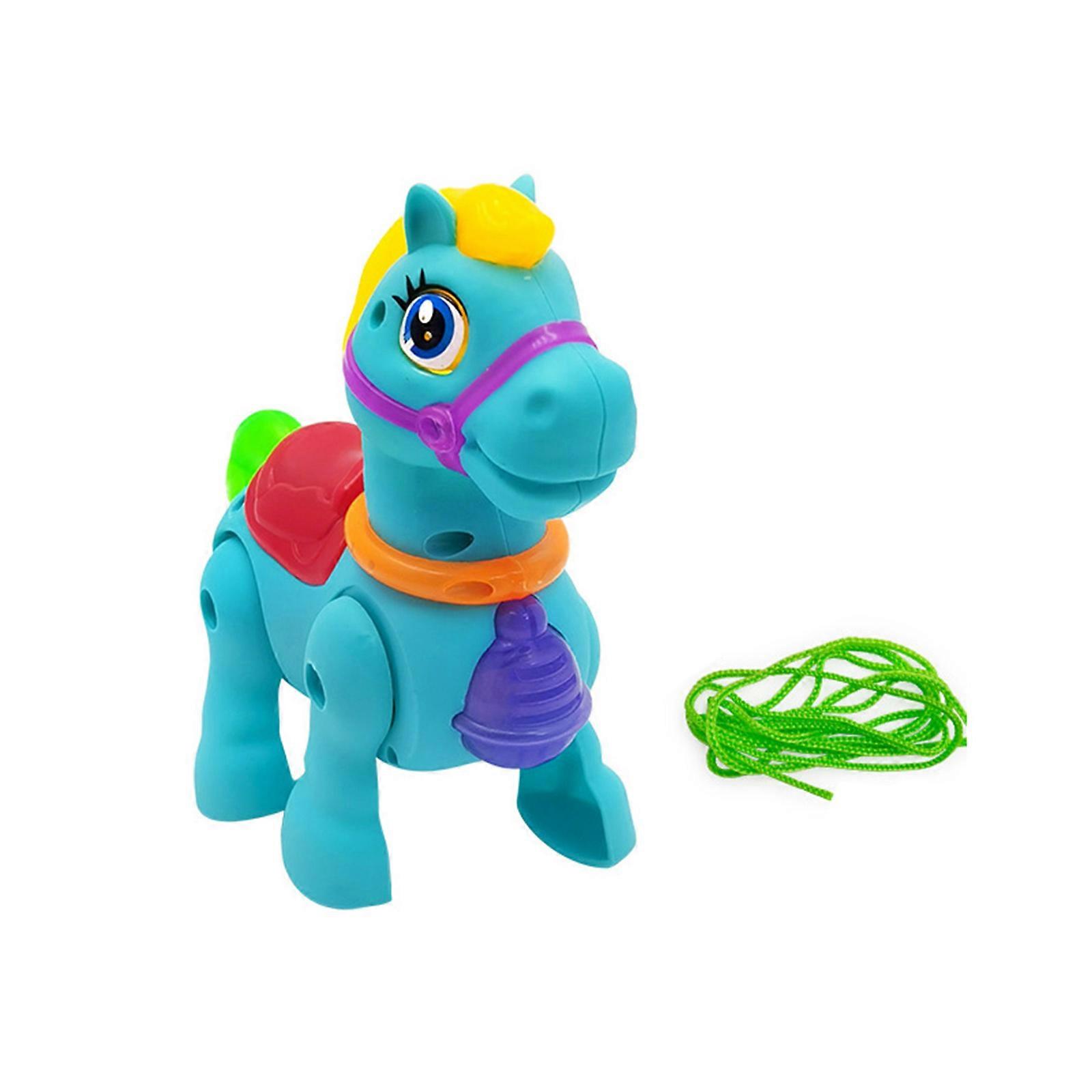 Automatic Pulling Rope LED Music Horse Toy for Interactive Play Featuring Random Color Portable Design Kids Multicolor