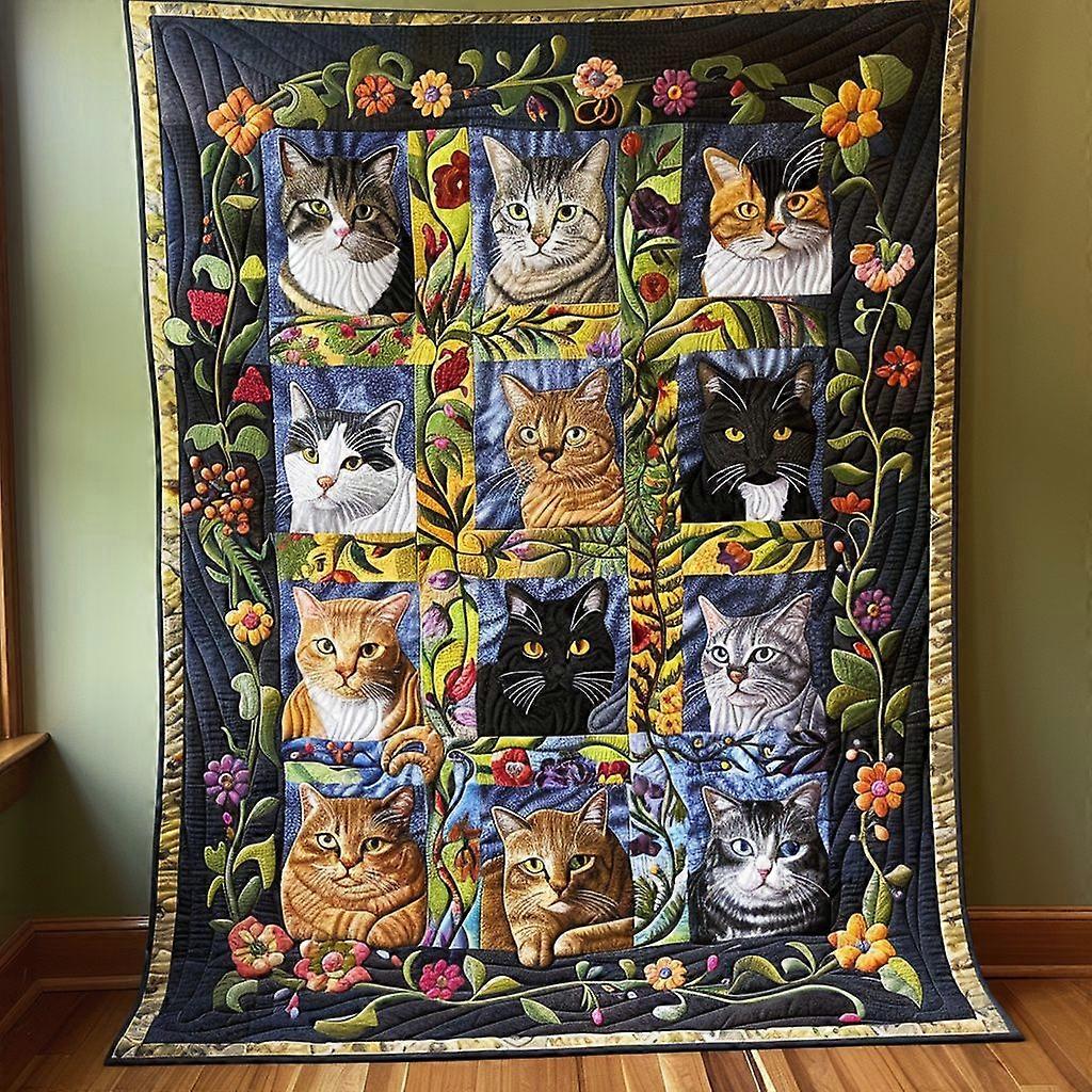Bohemian Style Cat Blanket with Whimsical Cat Design - Perfect Gift for Cat Lovers, Cozy and Comfortable Throw with Cat--asdfg190