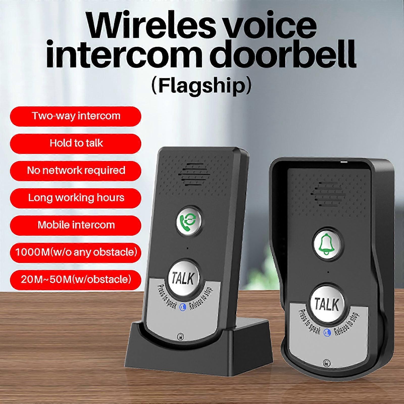 Voice Intercom Doorbell Wireless Doorbell 1-8 Floors Two-way Intercom Ultra-long Standby Wireless Distance 1000 Meters, Smart Household Appliances