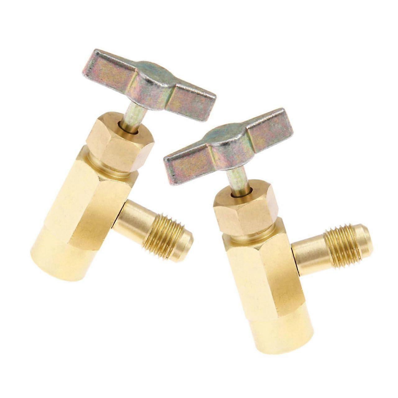 2Pcs Brass AC Can Tap Valve for R134a Refrigerant, SelfSealing Adapter with LeakProof Seal