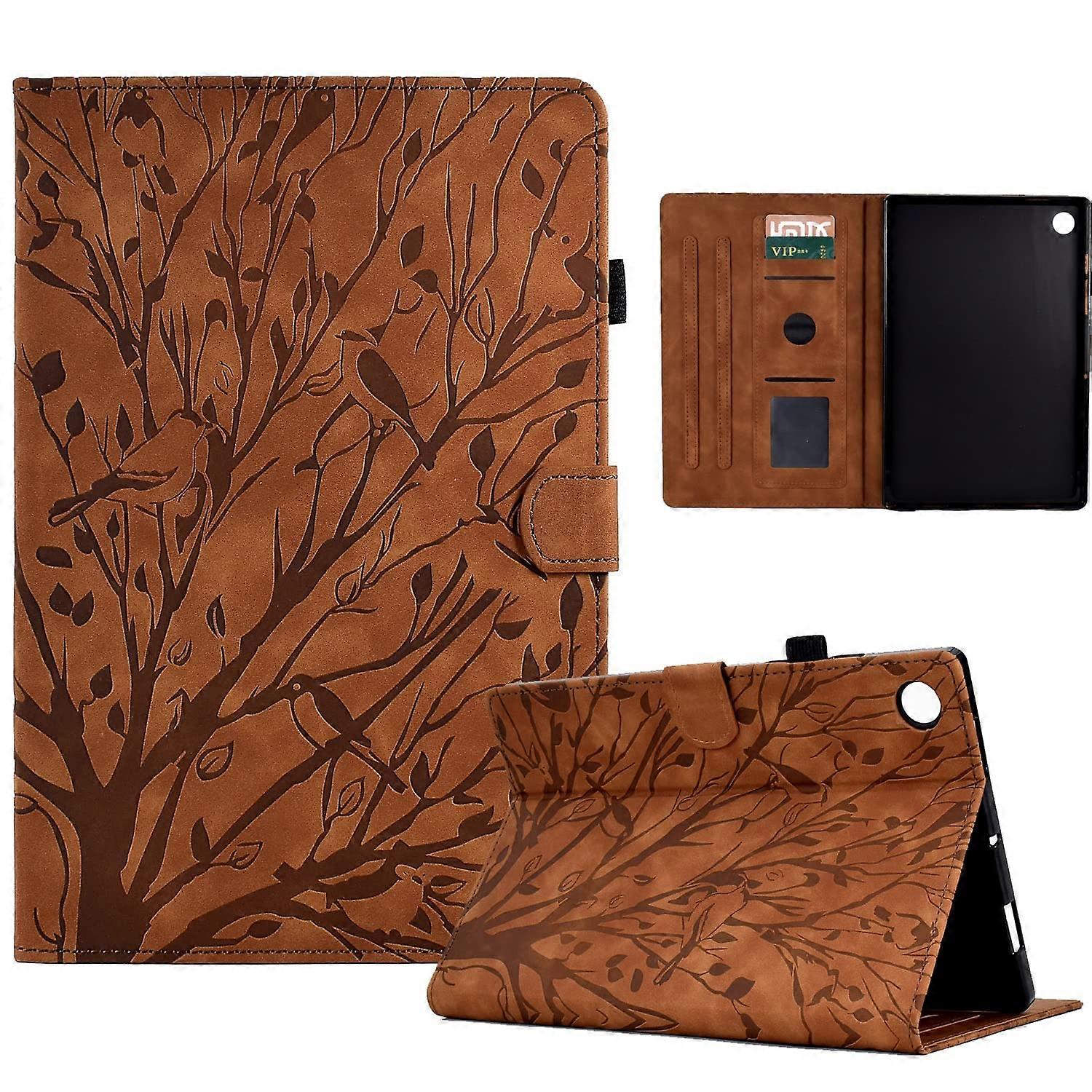 PU Leather Shockproof Case with MultiAngle Stand, Brown for Lenovo Tab M10 Plus 3rd Gen