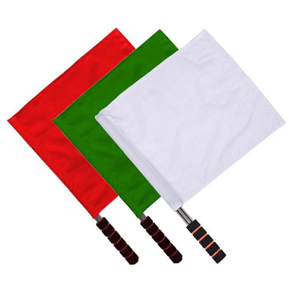 Signal Flag Handheld Signal Flags Referee Flags Cloth Material Rectangular Shape Green For Competitions 3Pcs