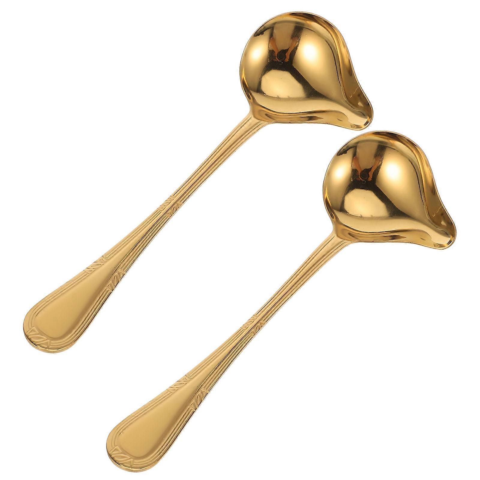 Gravy Spoons Small Ladles With Pouring Spout For Low-fat Diet Users In Gatherings Golden 2Pcs