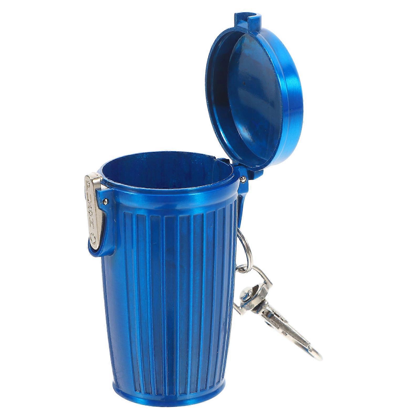 Blue Plastic Portable Ashtray for Outdoors with Lid