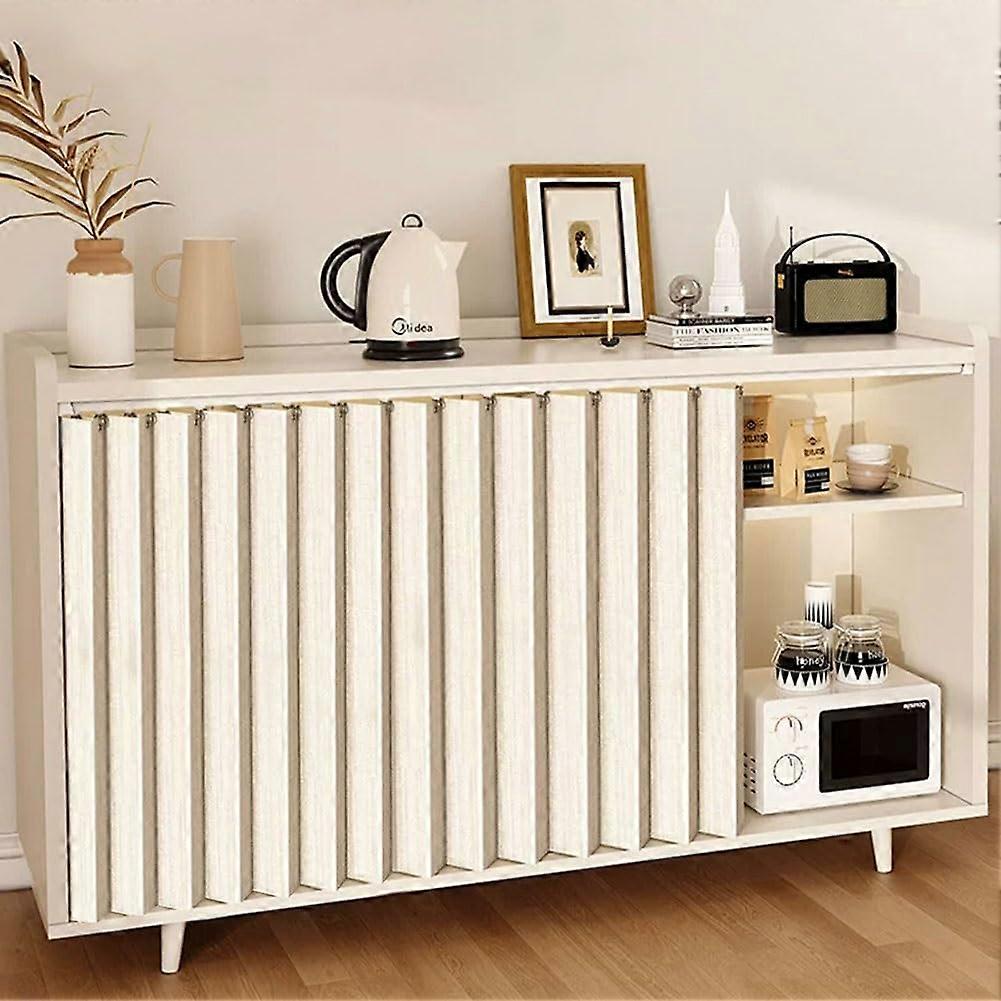 Magnetic Privacy Curtain for Cabinets with Folding Design, SpaceSaving Cover for Kitchen Shelves, Beige 82.7 x 19.7 in