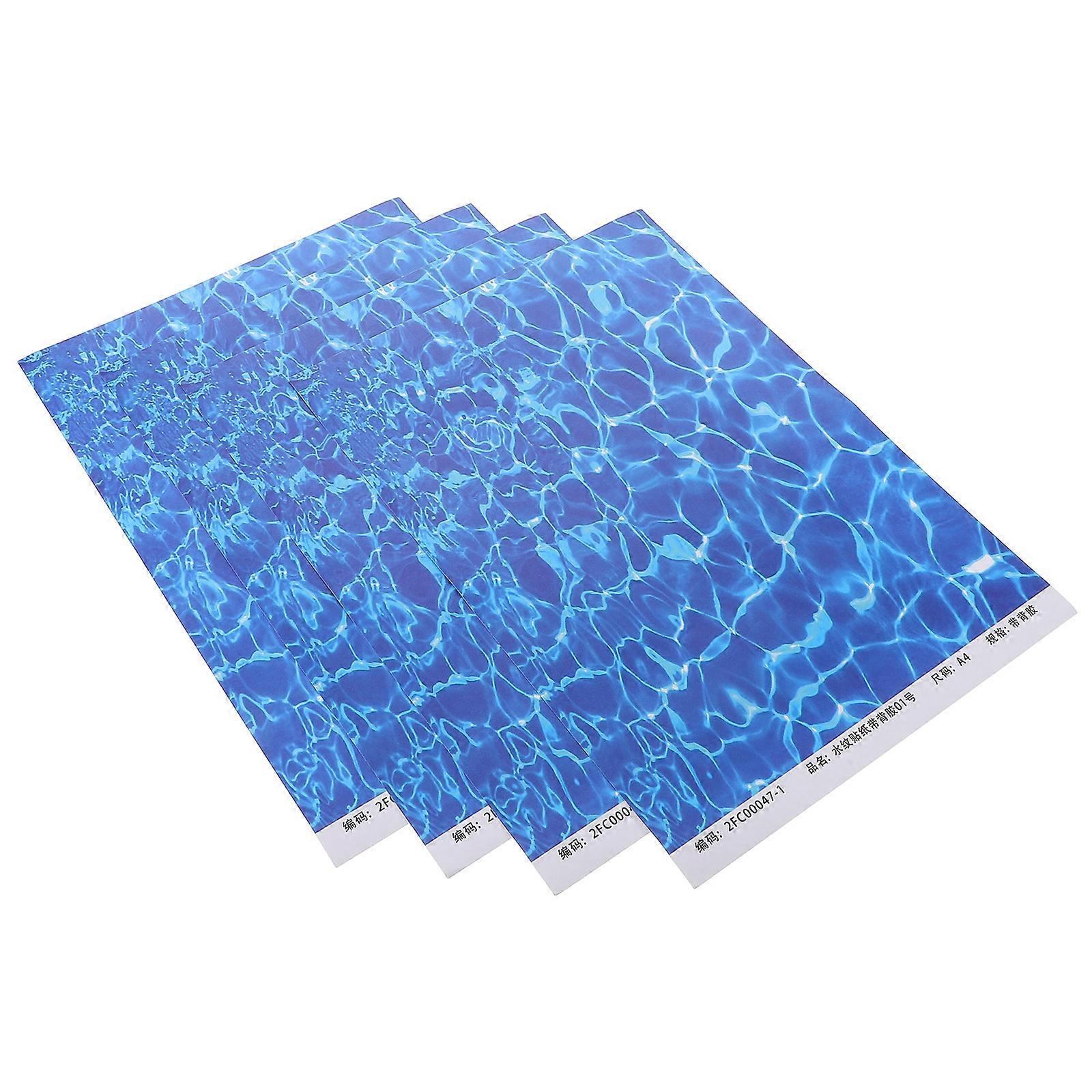 Landscape Water Texture Sticker for Decor 10 Sheets Blue Plastic Material