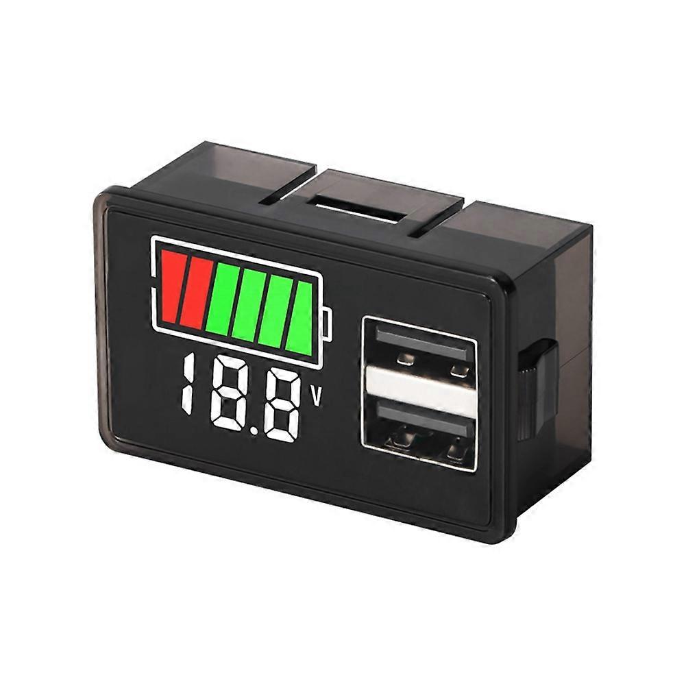 Battery Charge Level Indicator Lithium Battery Capacity Meter Test Display LED Tester Voltmeter, Dual USB DC 8-30V