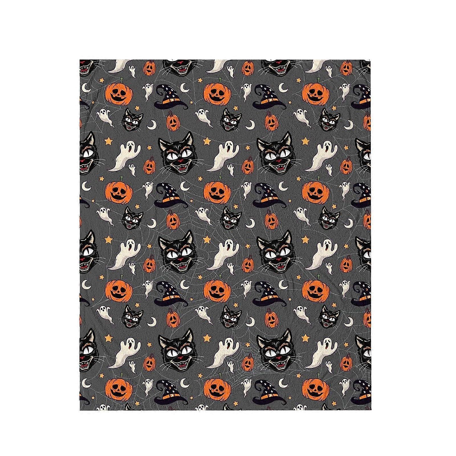 Halloween Throw Blanket 40x28 Spider Web Skeleton Print Reversible Flannel Soft Cozy Bed Couch Decor