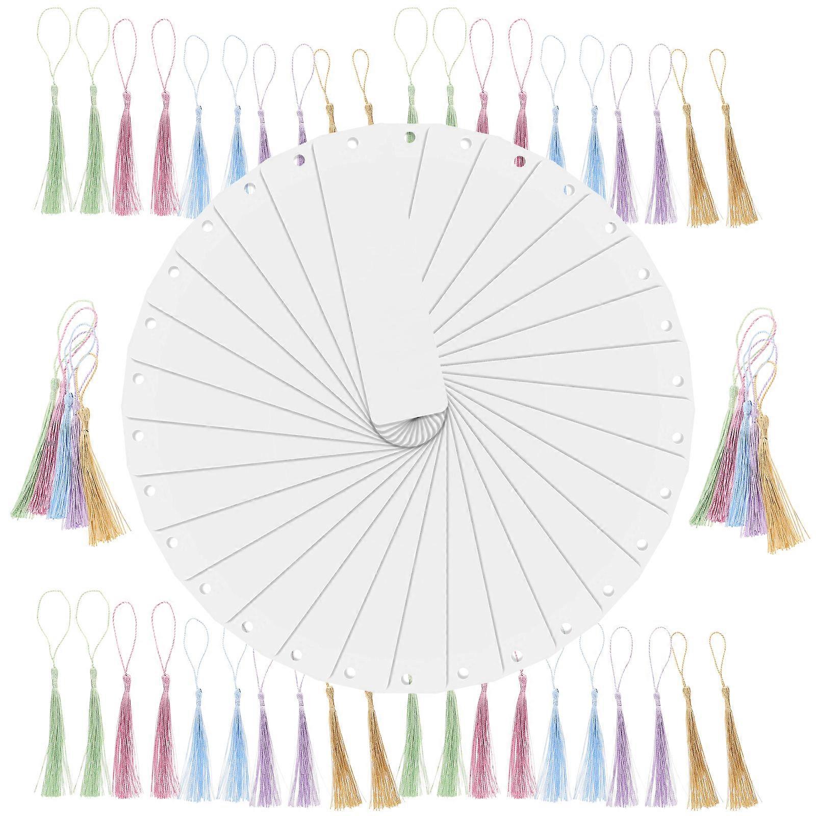 30 Sets Clear Acrylic Bookmarks Blank with Tassels and Markers