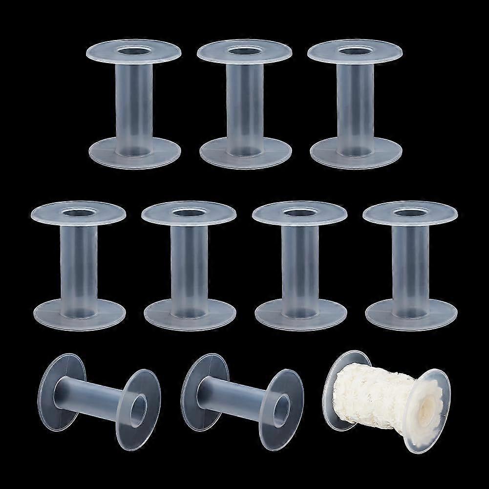 10pcs Plastic Wire Spools 2.7 inch Wire Weaving Bobbins Empty Thread Cord Wire Rope Chain Roll White Craft for Embroidery Thread Yarn Ribbon Crafts an
