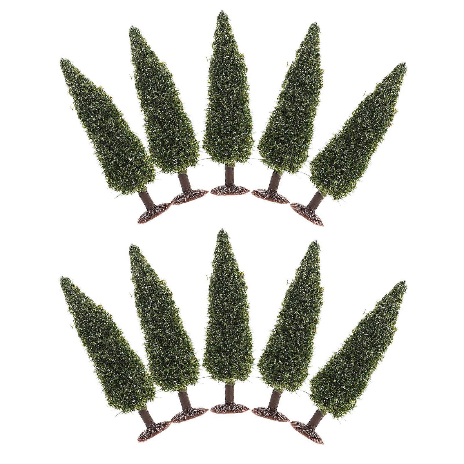 Plastic Miniature Pine Tree Model for Home Decor and Craft 10Pcs Green