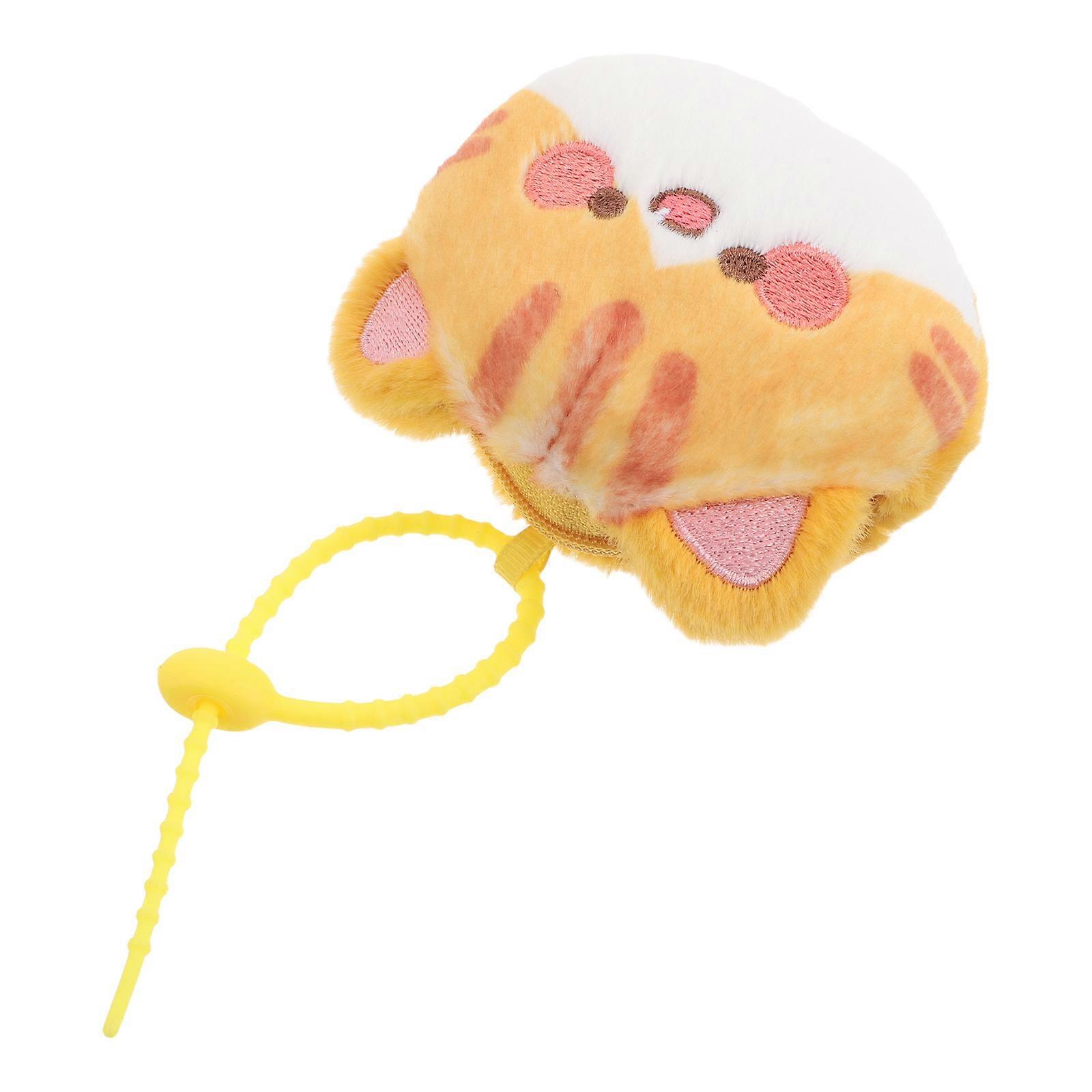 Mini Cat Coin Purse Plush Keychain Wallet for Storage Cute Orange Design