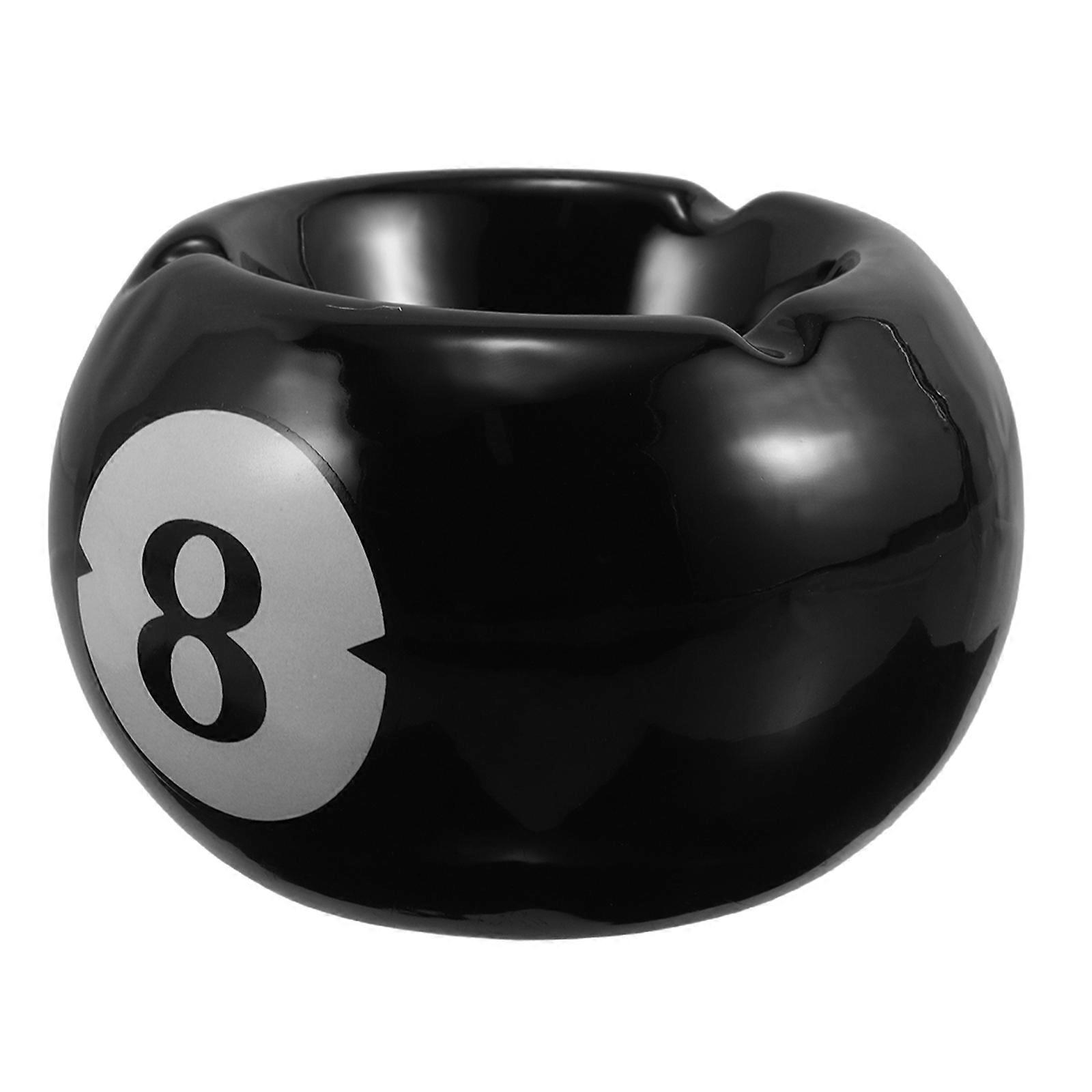 Stylish Black Ceramic Billiards Ashtray for Home Use