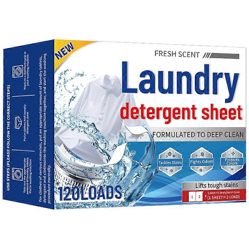 120L Fresh Scented Concentrated Laundry Detergent Sheets, Stain Removing Bubble Sheets, Large Pack, Water-Based Laundry Bubble Sheets