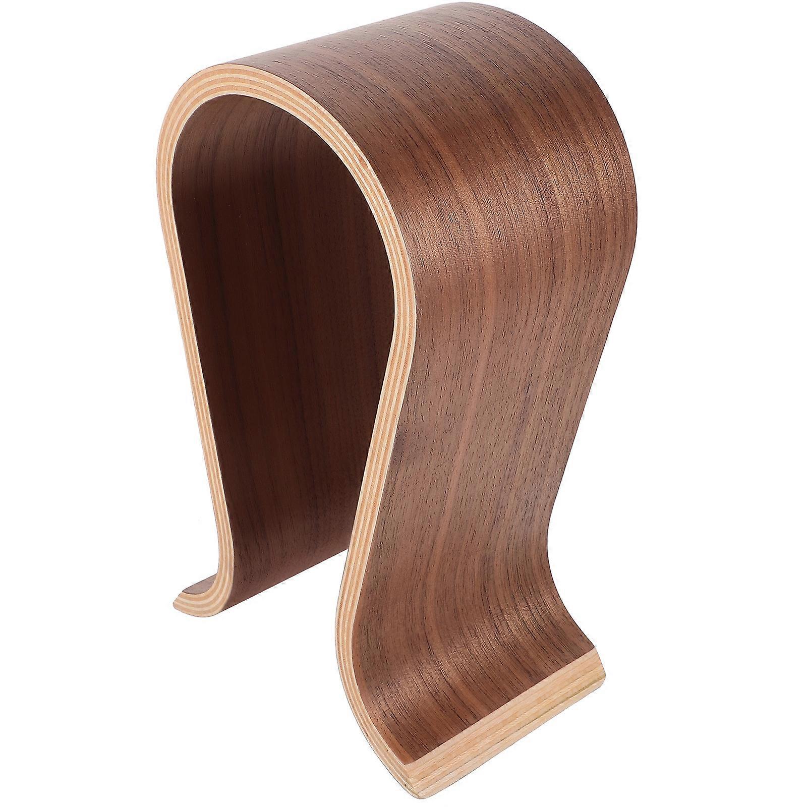 Headset Bracket U-Type Headphone Stand for Holding Use Brown Wood Holder