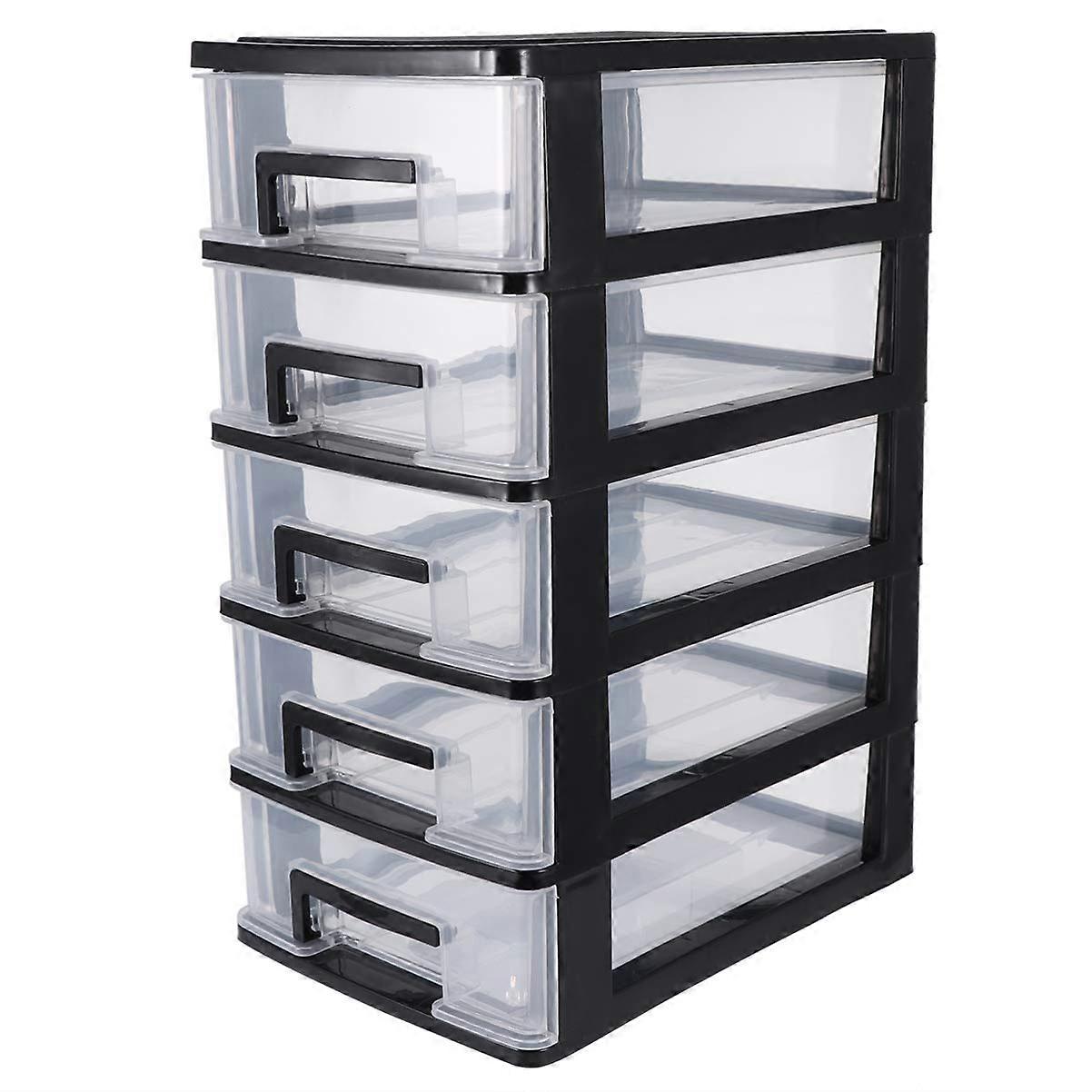 5 Drawer Plastic Storage Cabinet Organizer with Generous Capacity for Home and Office  Black
