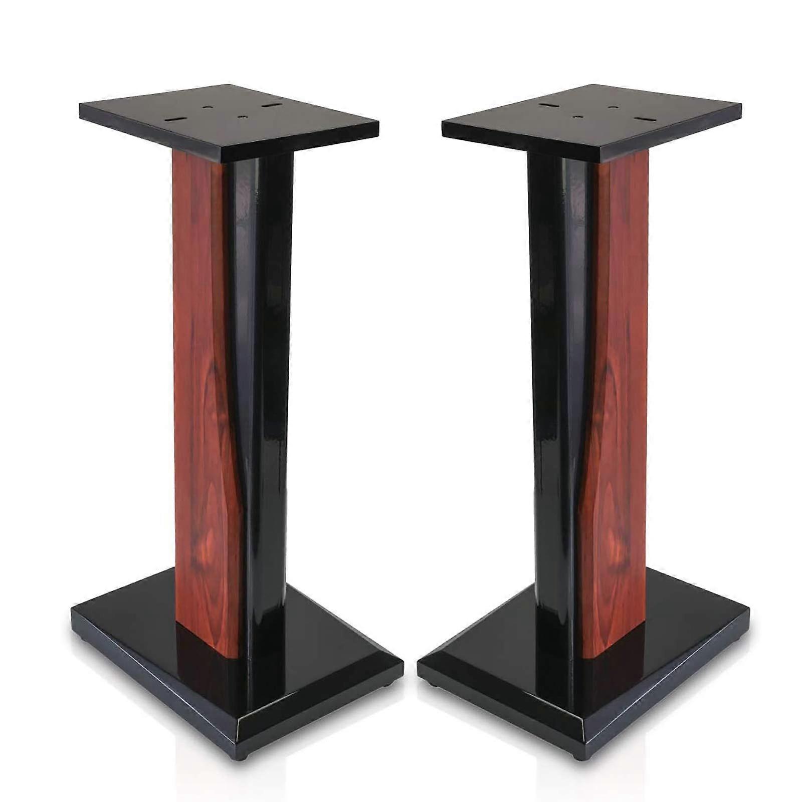 Speaker Stands, Pair Of Wooden Bookshelf Speaker Stands With Piano Finish, Surround Frame, Easy To Assemble