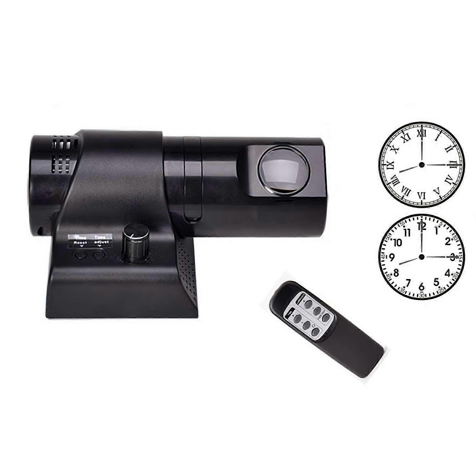 Projection Alarm Clock with Remote, 180° Adjustable LED Display, WallMount, Arabic or Roman Dial, Black