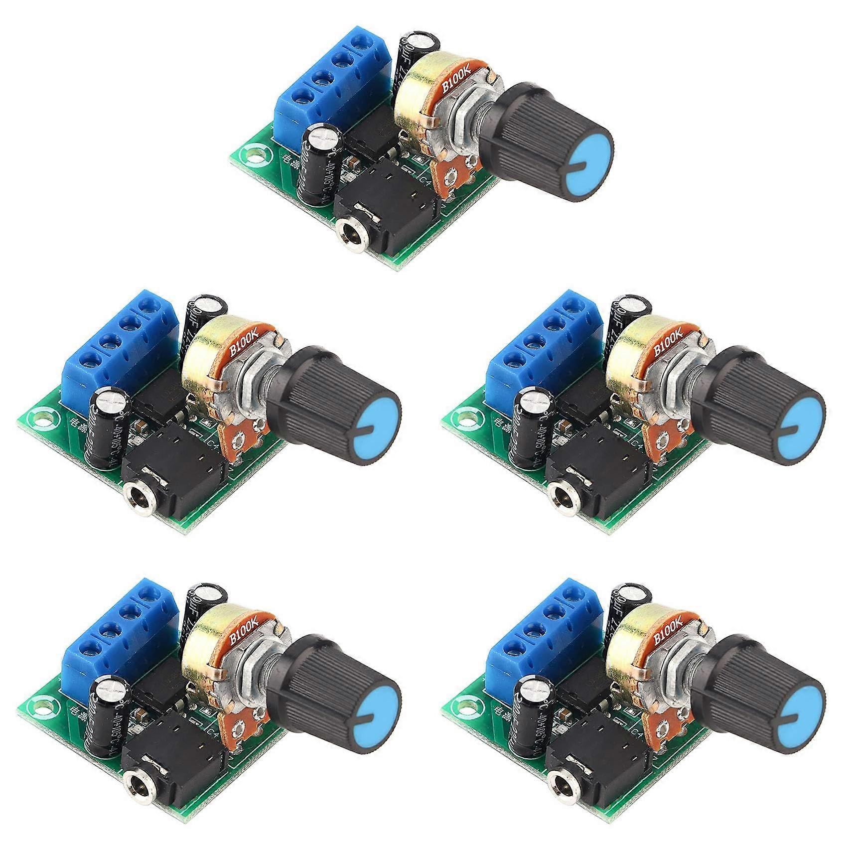 Amplifier Board 5Pack, 3V12V, 0.5W10W Output, Low Noise, Low Power, DIY Speaker Audio System