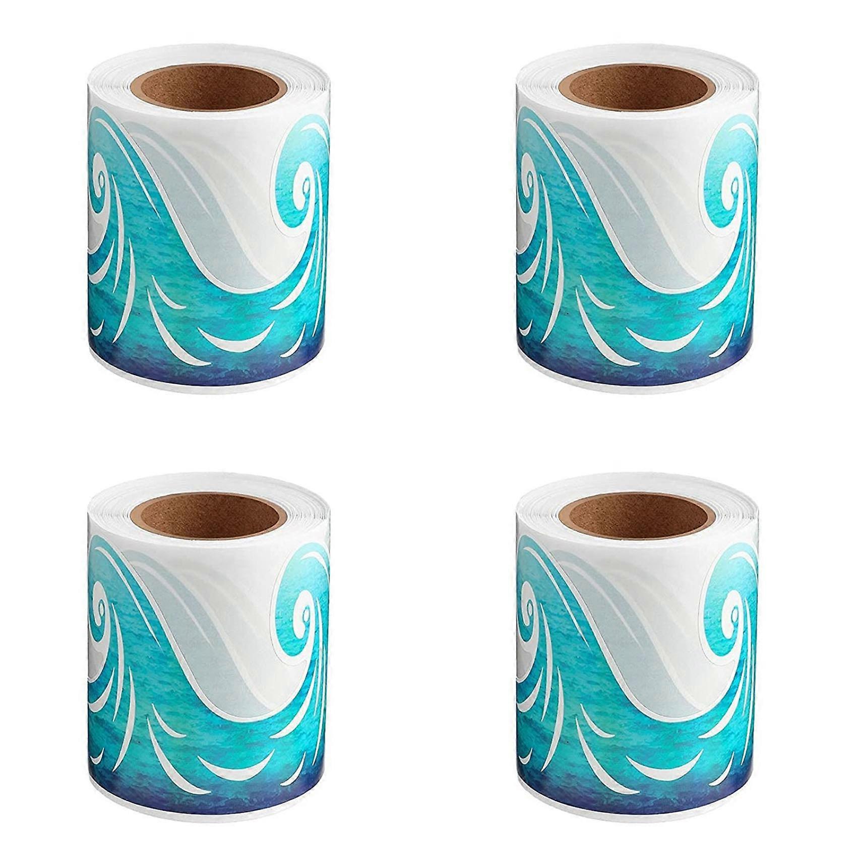 4X Ocean Wave Bulletin Board Border Sticker Classroom Blackboard Bulletin Board Paper Self-Adhesive Border Trim