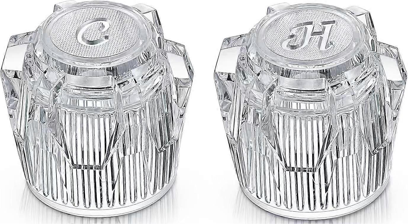 Acrylic Faucet Knobs Hot and Cold Set for Shower Tub, Transparent 12Groove Replacement