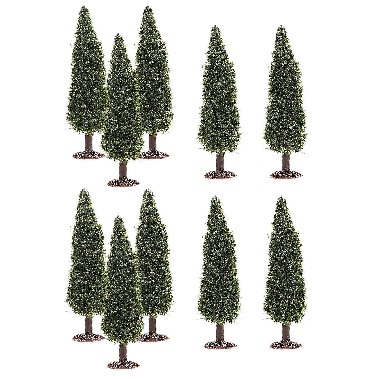 Christmas Miniatures Pine Tree Model for Decorative Use 10Pcs Green Plastic