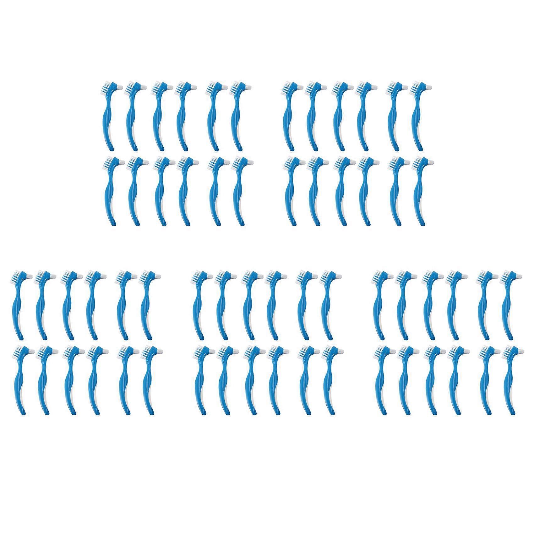 60 Pack Denture Brush Hard Denture Cleaning Brush False Teeth Brush Toothbrush
