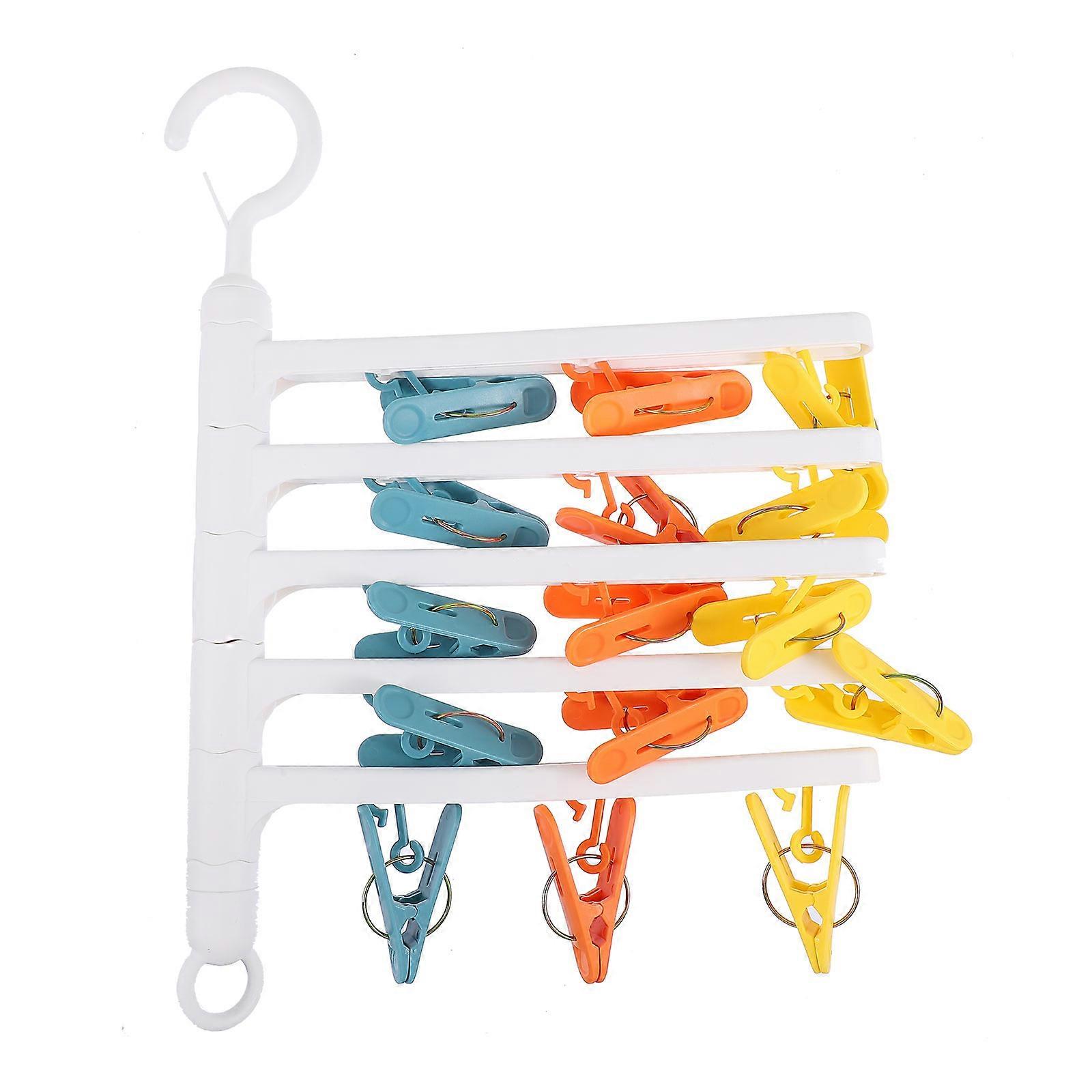 Multi-Functional Storage Rack With Clip Rotatable PP Clothes Drying Home Use Square Shape White Color 1Pack